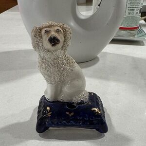 Staffordshire style confetti poodle dog figurine